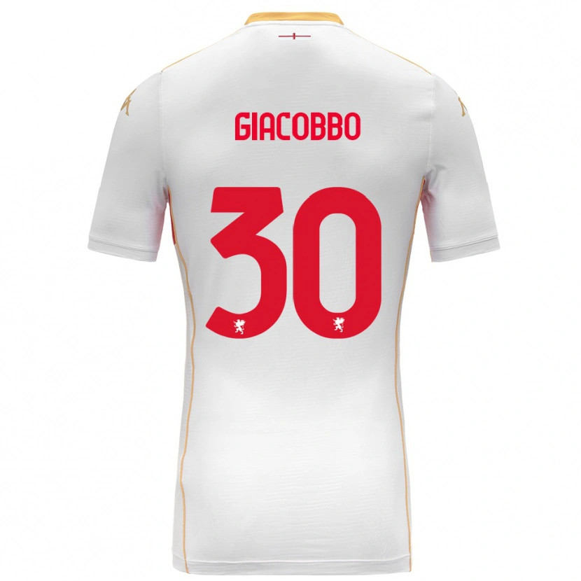 Danxen Uomo Maglia Giulia Giacobbo #30 Bianco Rosso Kit Gara Away 2025/26 Maglietta