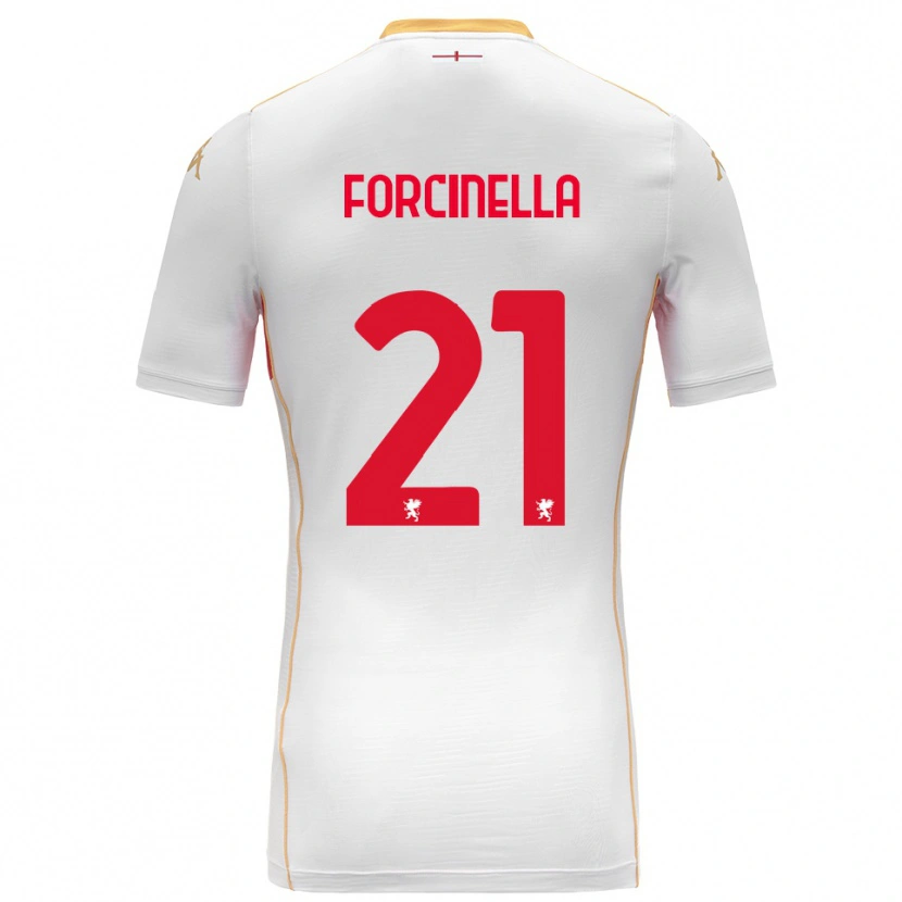 Danxen Uomo Maglia Camilla Forcinella #21 Bianco Rosso Kit Gara Away 2025/26 Maglietta