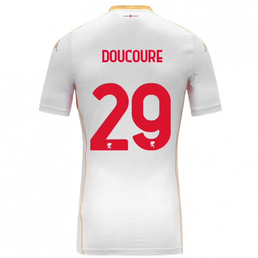Danxen Uomo Maglia Mamedi Doucouré #29 Bianco Rosso Kit Gara Away 2025/26 Maglietta