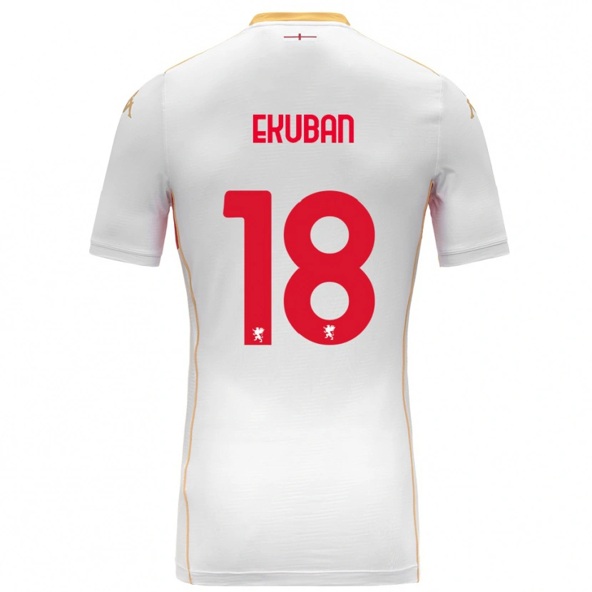 Danxen Uomo Maglia Caleb Ekuban #18 Bianco Rosso Kit Gara Away 2025/26 Maglietta
