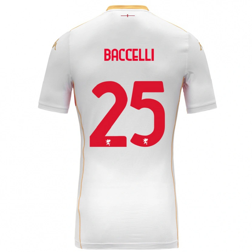 Danxen Uomo Maglia Pietro Baccelli #25 Bianco Rosso Kit Gara Away 2025/26 Maglietta