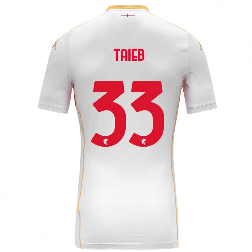 Danxen Uomo Maglia Chad Taieb #33 Bianco Rosso Kit Gara Away 2025/26 Maglietta