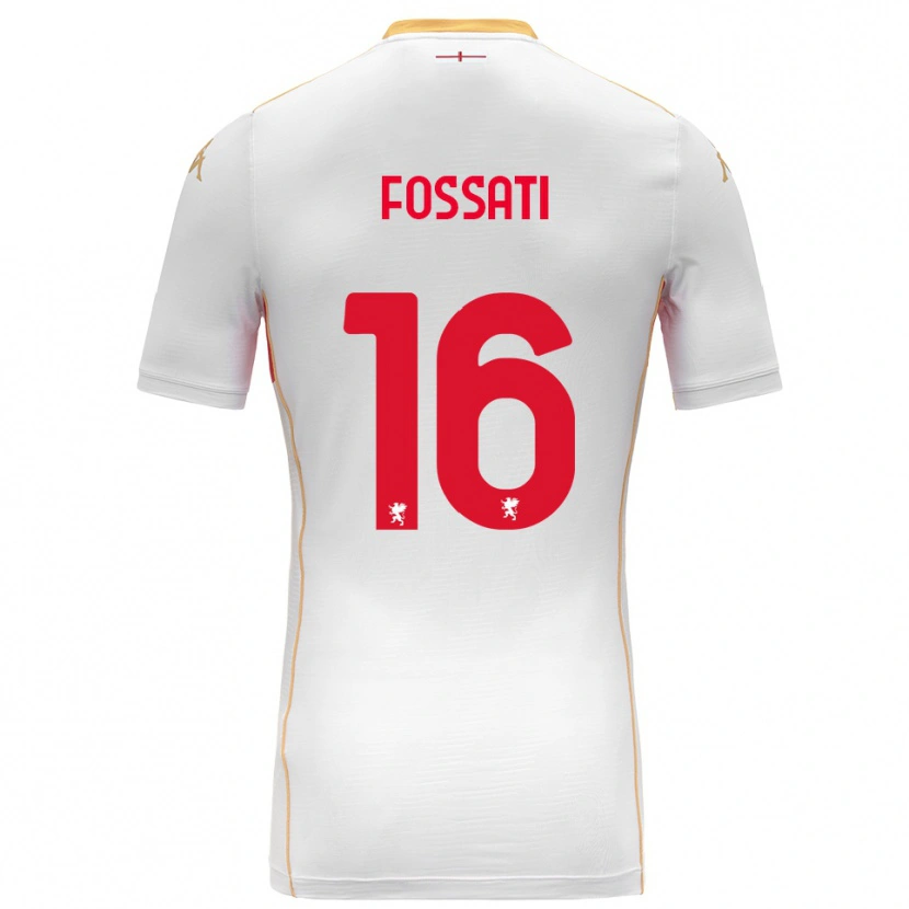 Danxen Uomo Maglia Daniel Fossati #16 Bianco Rosso Kit Gara Away 2025/26 Maglietta