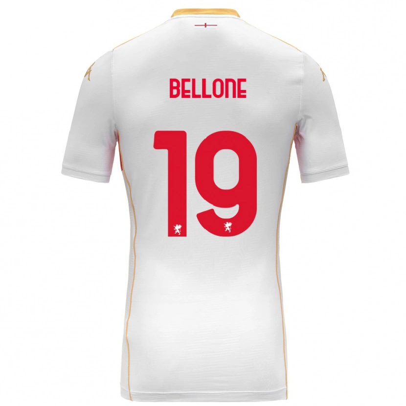 Danxen Uomo Maglia Francesco Bellone #19 Bianco Rosso Kit Gara Away 2025/26 Maglietta