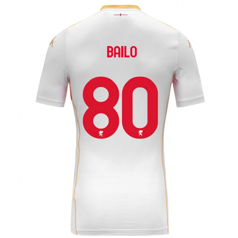 Danxen Uomo Maglia Giorgio Bailo #80 Bianco Rosso Kit Gara Away 2025/26 Maglietta