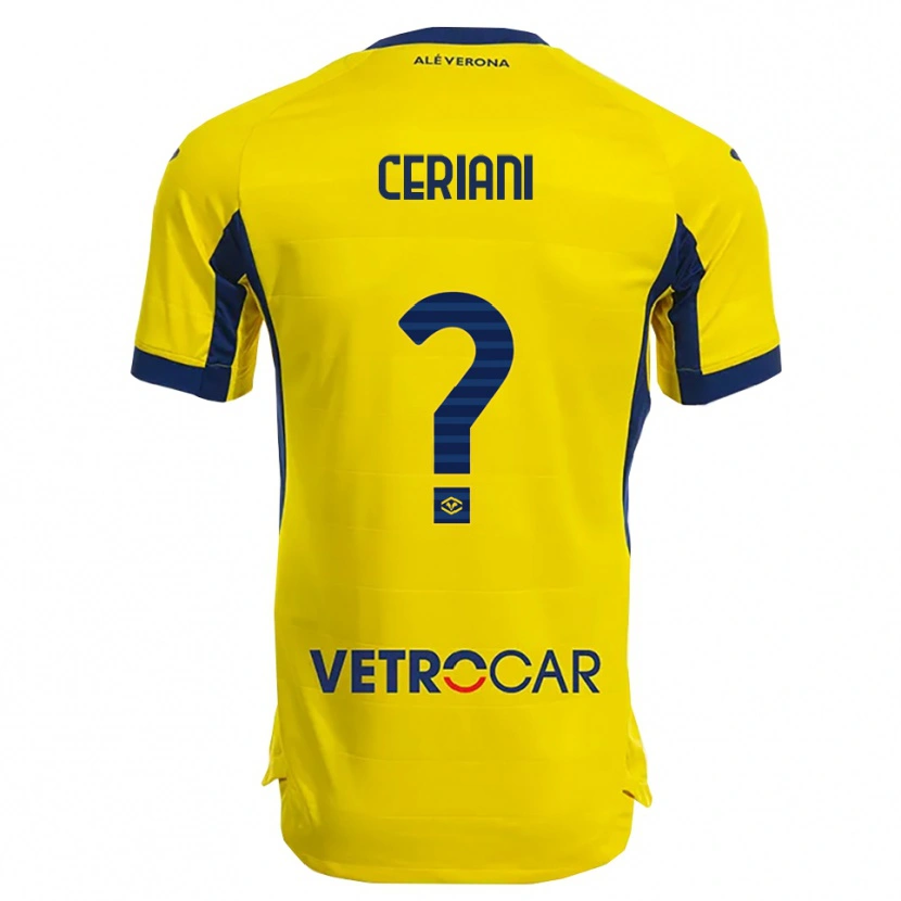 Danxen Uomo Maglia Filippo Ceriani #0 Giallo Blu Navy Kit Gara Away 2025/26 Maglietta