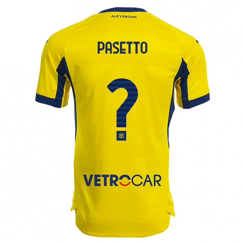 Danxen Uomo Maglia Michele Pasetto #0 Giallo Blu Navy Kit Gara Away 2025/26 Maglietta