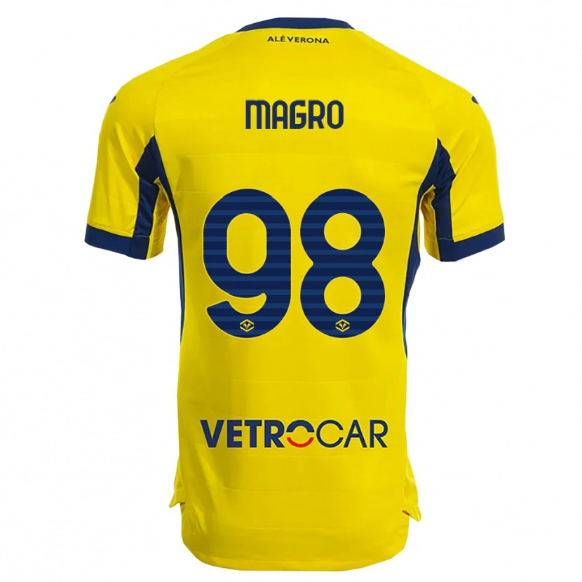 Danxen Uomo Maglia Federico Magro #98 Giallo Blu Navy Kit Gara Away 2025/26 Maglietta