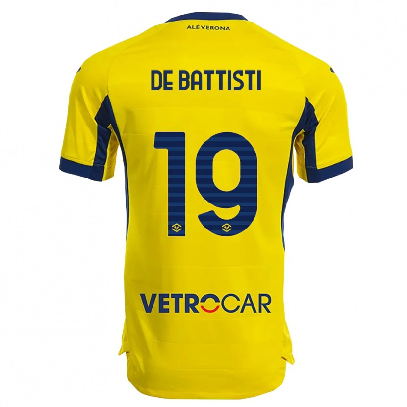 Danxen Uomo Maglia Davide De Battisti #19 Giallo Blu Navy Kit Gara Away 2025/26 Maglietta
