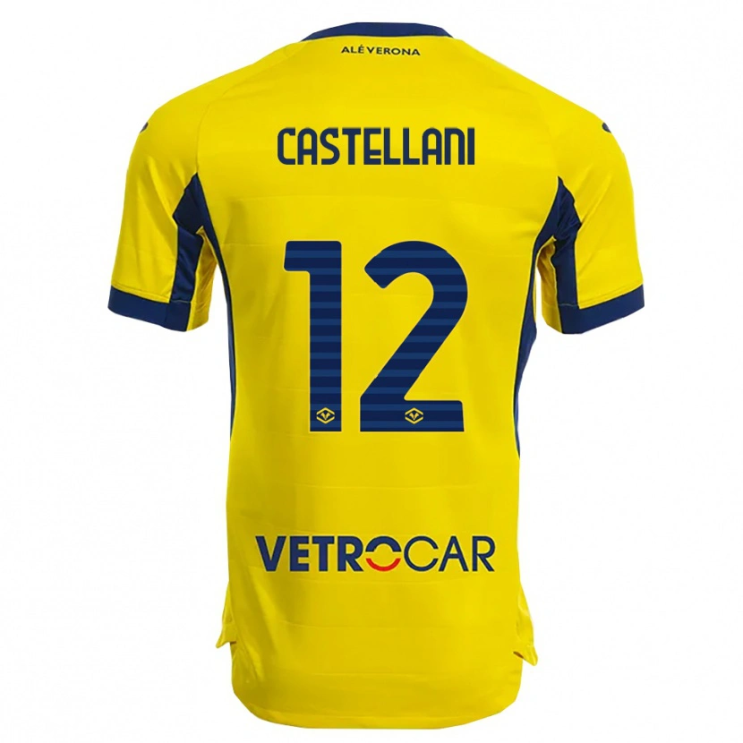 Danxen Uomo Maglia Zeno Castellani #12 Giallo Blu Navy Kit Gara Away 2025/26 Maglietta