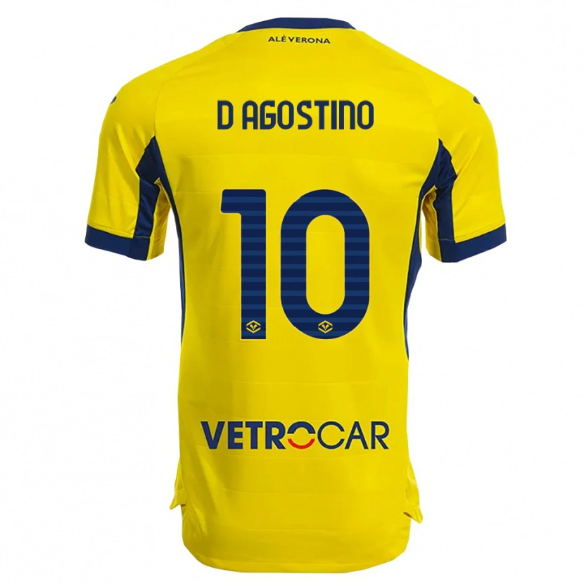 Danxen Uomo Maglia Samuele D'agostino #10 Giallo Blu Navy Kit Gara Away 2025/26 Maglietta