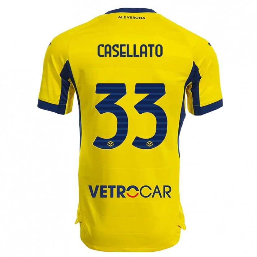 Danxen Uomo Maglia Elisa Casellato #33 Giallo Blu Navy Kit Gara Away 2025/26 Maglietta