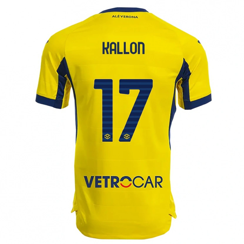 Danxen Uomo Maglia Yayah Kallon #17 Giallo Blu Navy Kit Gara Away 2025/26 Maglietta