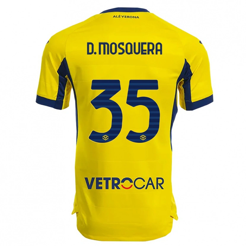 Danxen Uomo Maglia Daniel Mosquera #35 Giallo Blu Navy Kit Gara Away 2025/26 Maglietta