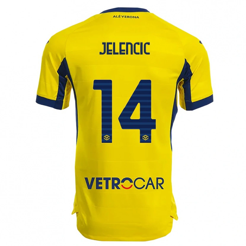 Danxen Uomo Maglia Ana Jelencic #14 Giallo Blu Navy Kit Gara Away 2025/26 Maglietta
