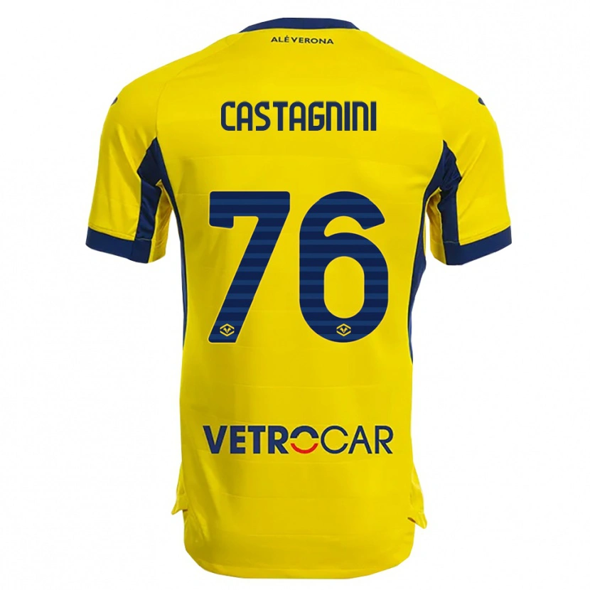 Danxen Uomo Maglia Mirko Castagnini #76 Giallo Blu Navy Kit Gara Away 2025/26 Maglietta