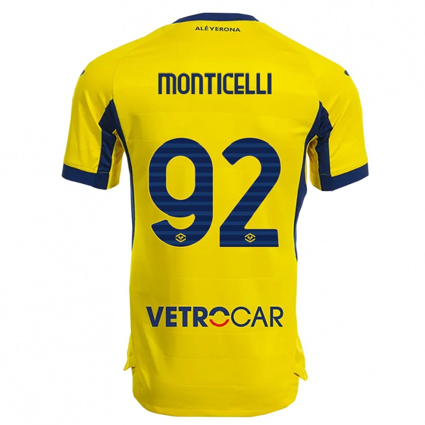 Danxen Uomo Maglia Luca Monticelli #92 Giallo Blu Navy Kit Gara Away 2025/26 Maglietta