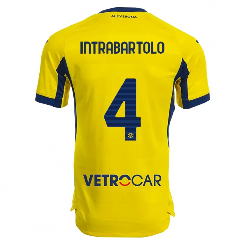 Danxen Uomo Maglia Denis Intrabartolo #4 Giallo Blu Navy Kit Gara Away 2025/26 Maglietta
