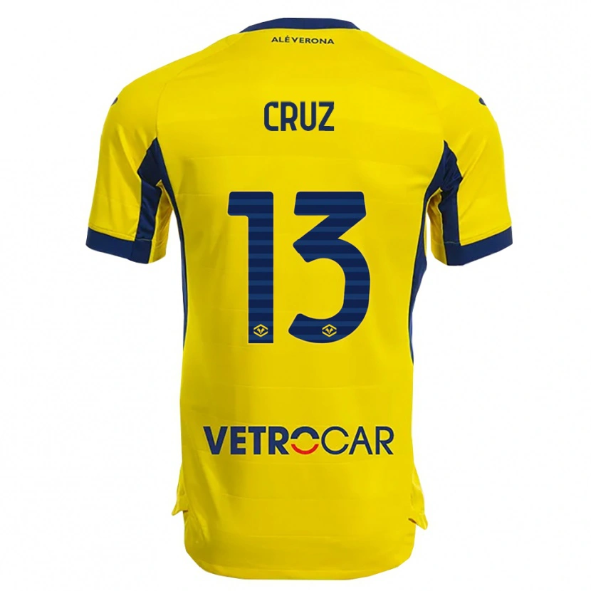 Danxen Uomo Maglia Juan Manuel Cruz #13 Giallo Blu Navy Kit Gara Away 2025/26 Maglietta