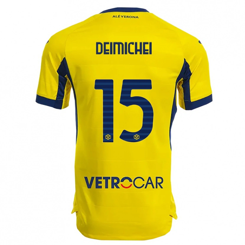 Danxen Uomo Maglia Raffaele Deimichei #15 Giallo Blu Navy Kit Gara Away 2025/26 Maglietta