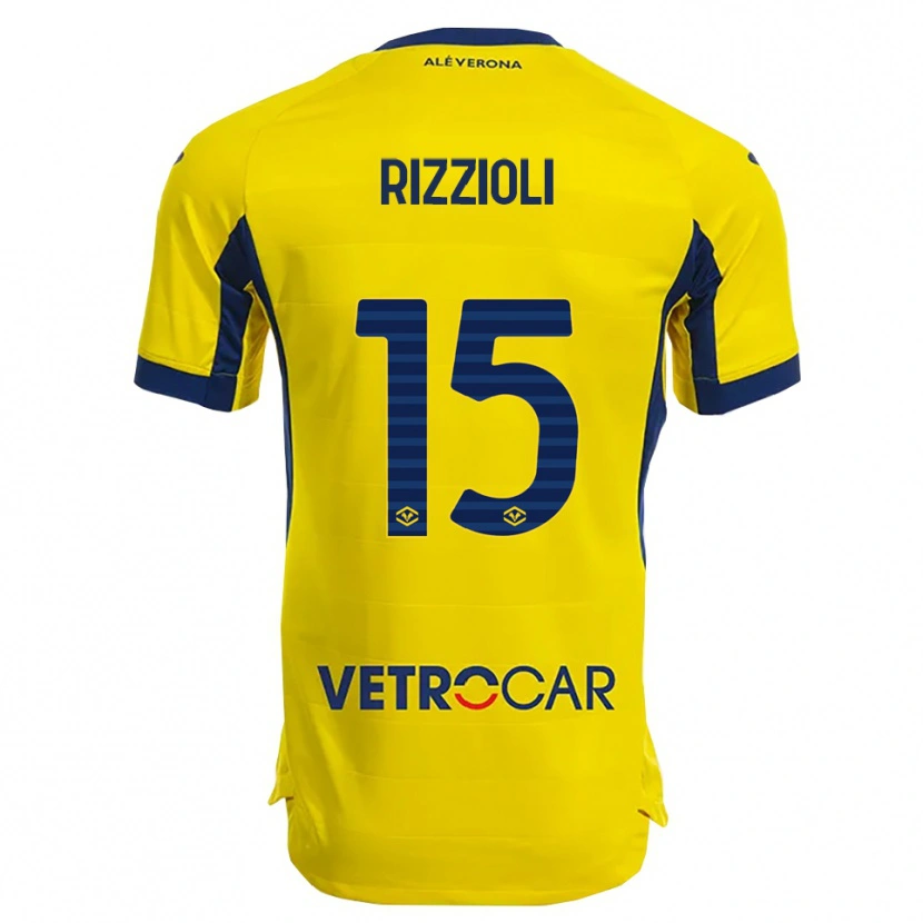 Danxen Uomo Maglia Gaia Rizzioli #15 Giallo Blu Navy Kit Gara Away 2025/26 Maglietta