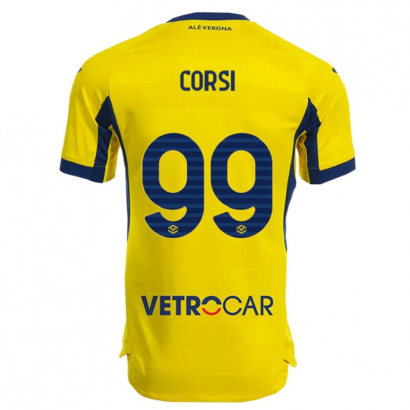 Danxen Uomo Maglia Sara Corsi #99 Giallo Blu Navy Kit Gara Away 2025/26 Maglietta