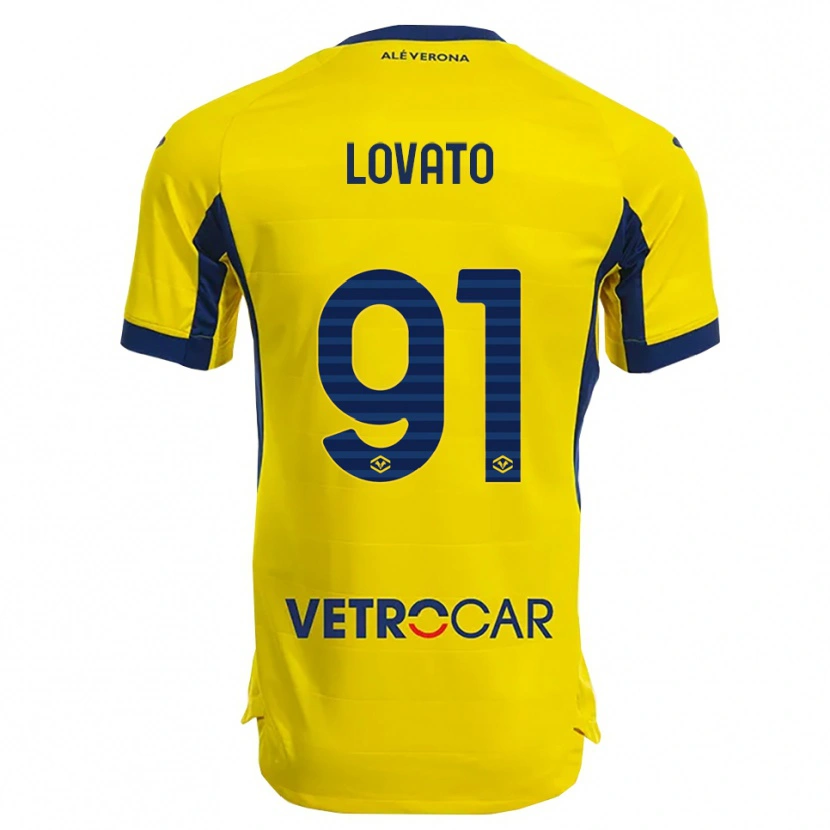 Danxen Uomo Maglia Enrico Lovato #91 Giallo Blu Navy Kit Gara Away 2025/26 Maglietta