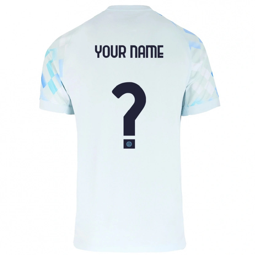 Danxen Uomo Maglia Il Tuo Nome #0 Bianco Blu Kit Gara Away 2025/26 Maglietta