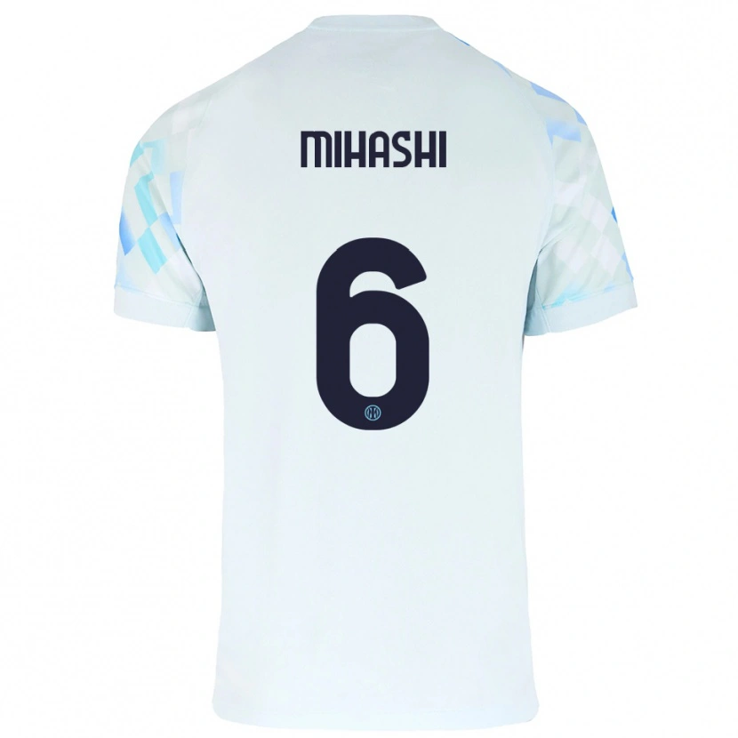 Danxen Uomo Maglia Mana Mihashi #6 Bianco Blu Kit Gara Away 2025/26 Maglietta