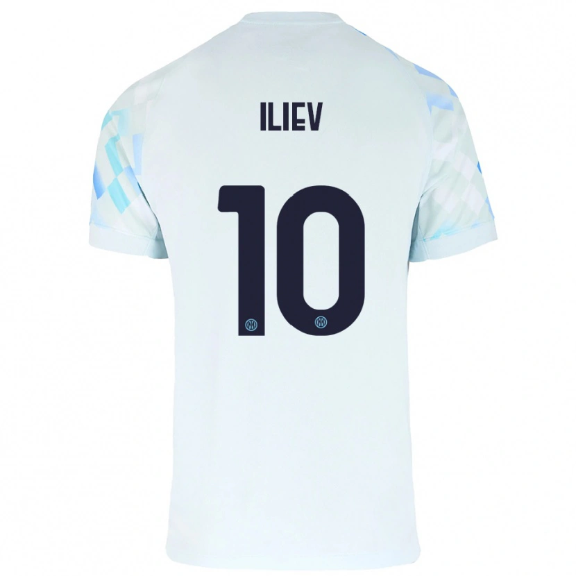Danxen Uomo Maglia Nikola Iliev #10 Bianco Blu Kit Gara Away 2025/26 Maglietta