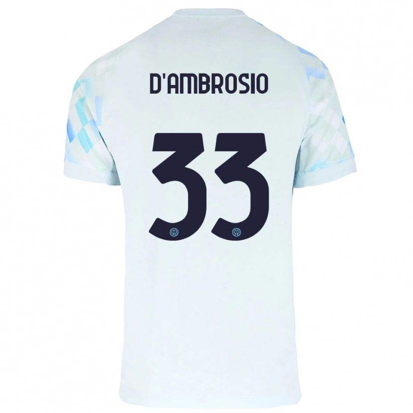 Danxen Uomo Maglia Danilo D'ambrosio #33 Bianco Blu Kit Gara Away 2025/26 Maglietta