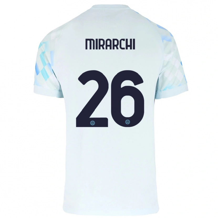 Danxen Uomo Maglia Mattia Mirarchi #26 Bianco Blu Kit Gara Away 2025/26 Maglietta