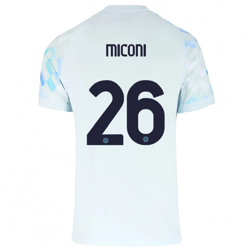 Danxen Uomo Maglia Riccardo Miconi #26 Bianco Blu Kit Gara Away 2025/26 Maglietta
