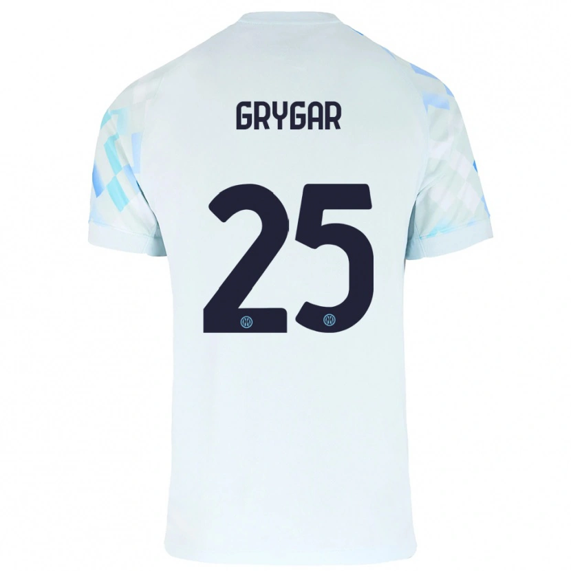 Danxen Uomo Maglia Samuel Grygar #25 Bianco Blu Kit Gara Away 2025/26 Maglietta