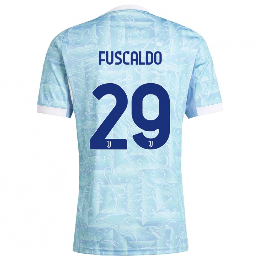 Danxen Uomo Maglia Matteo Fuscaldo #29 Azzurro Giallo Kit Gara Away 2025/26 Maglietta