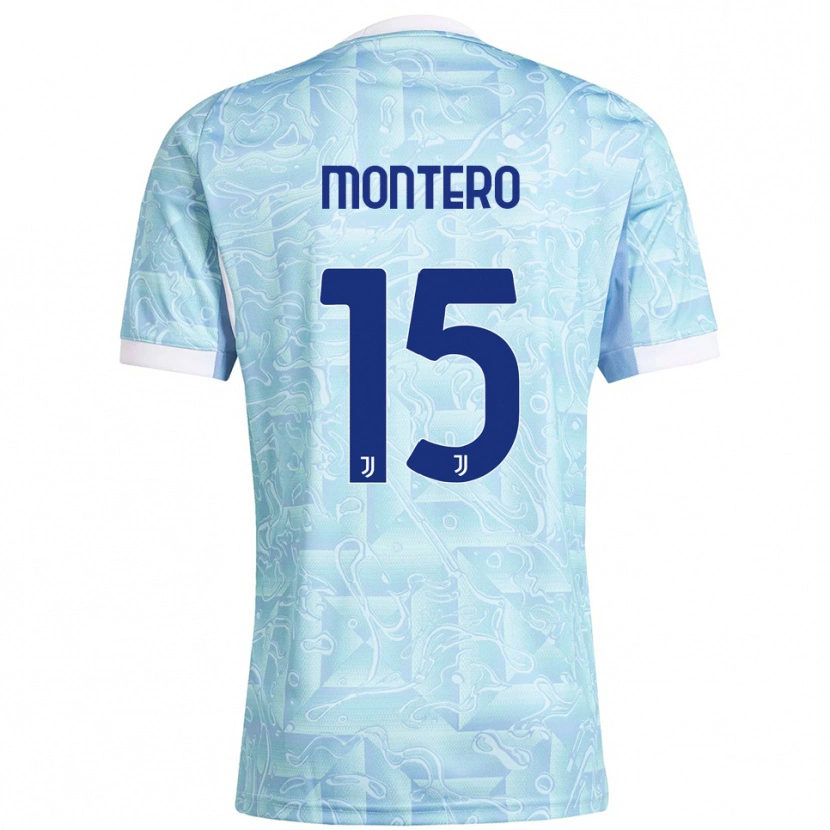 Danxen Uomo Maglia Alfonso Montero #15 Azzurro Giallo Kit Gara Away 2025/26 Maglietta