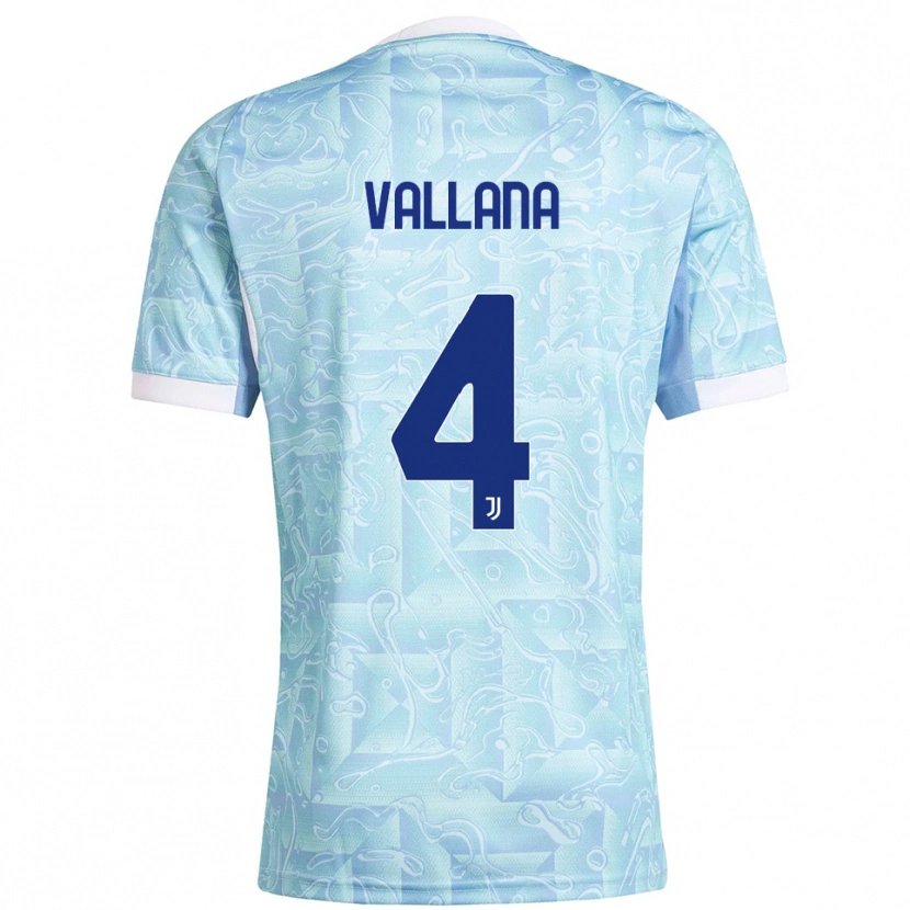 Danxen Uomo Maglia Edoardo Vallana #4 Azzurro Giallo Kit Gara Away 2025/26 Maglietta