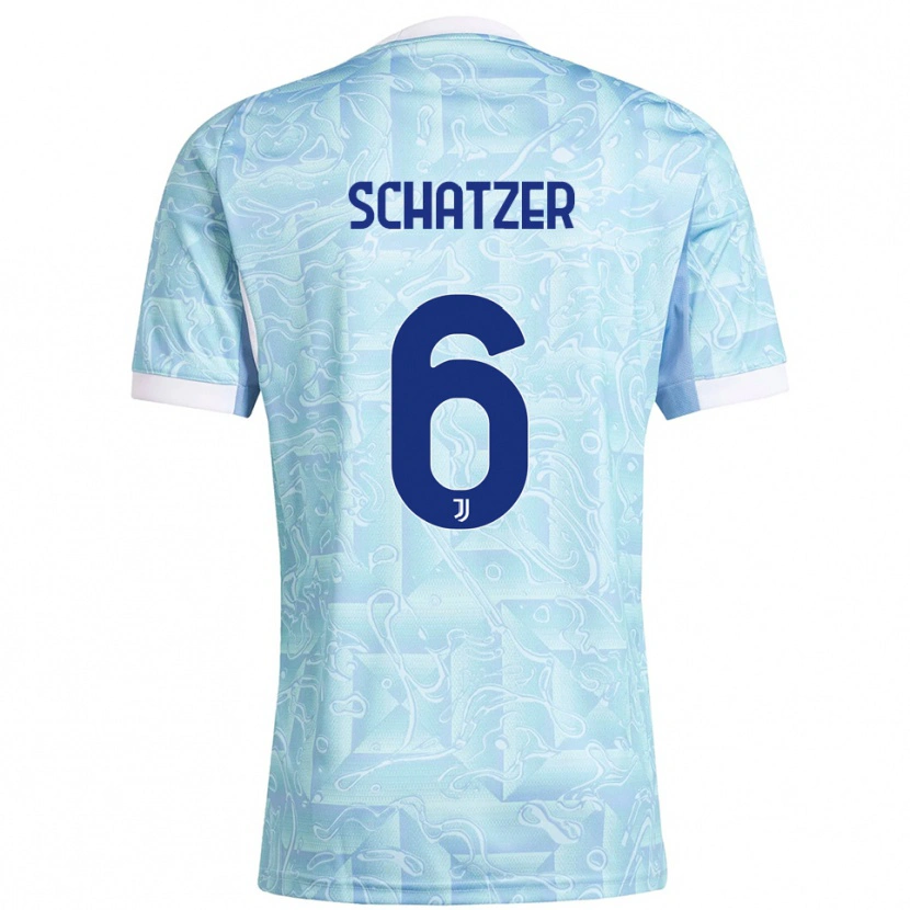 Danxen Uomo Maglia Eva Schatzer #6 Azzurro Giallo Kit Gara Away 2025/26 Maglietta