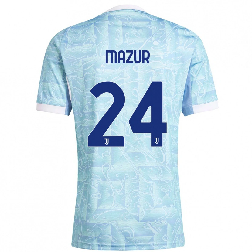 Danxen Uomo Maglia Patryk Mazur #24 Azzurro Giallo Kit Gara Away 2025/26 Maglietta