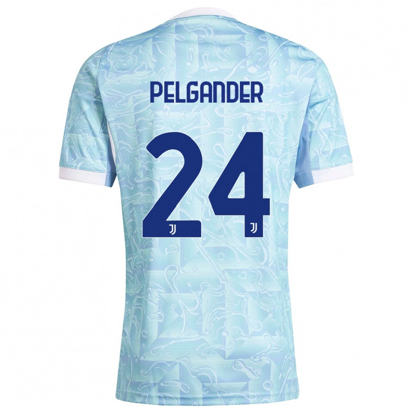 Danxen Uomo Maglia Elsa Pelgander #24 Azzurro Giallo Kit Gara Away 2025/26 Maglietta
