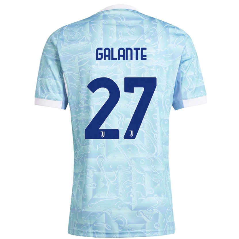 Danxen Uomo Maglia Tommaso Galante #27 Azzurro Giallo Kit Gara Away 2025/26 Maglietta