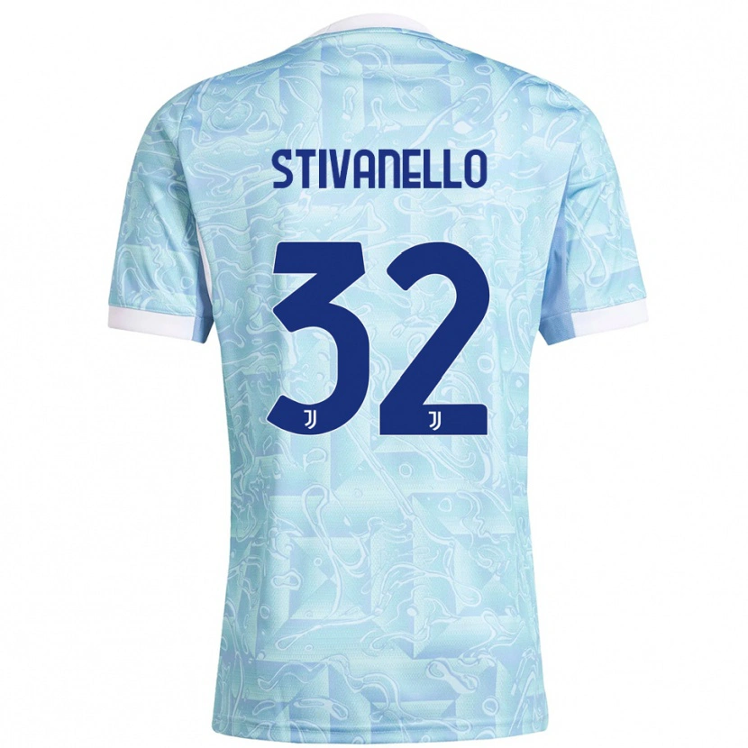 Danxen Uomo Maglia Riccardo Stivanello #32 Azzurro Giallo Kit Gara Away 2025/26 Maglietta