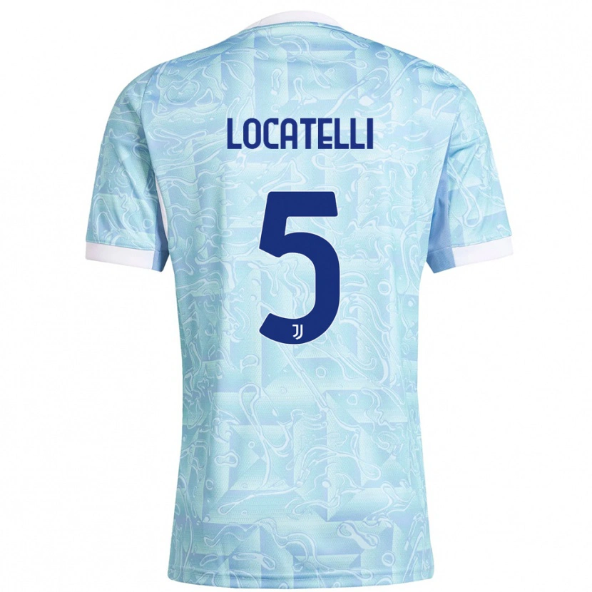 Danxen Uomo Maglia Manuel Locatelli #5 Azzurro Giallo Kit Gara Away 2025/26 Maglietta