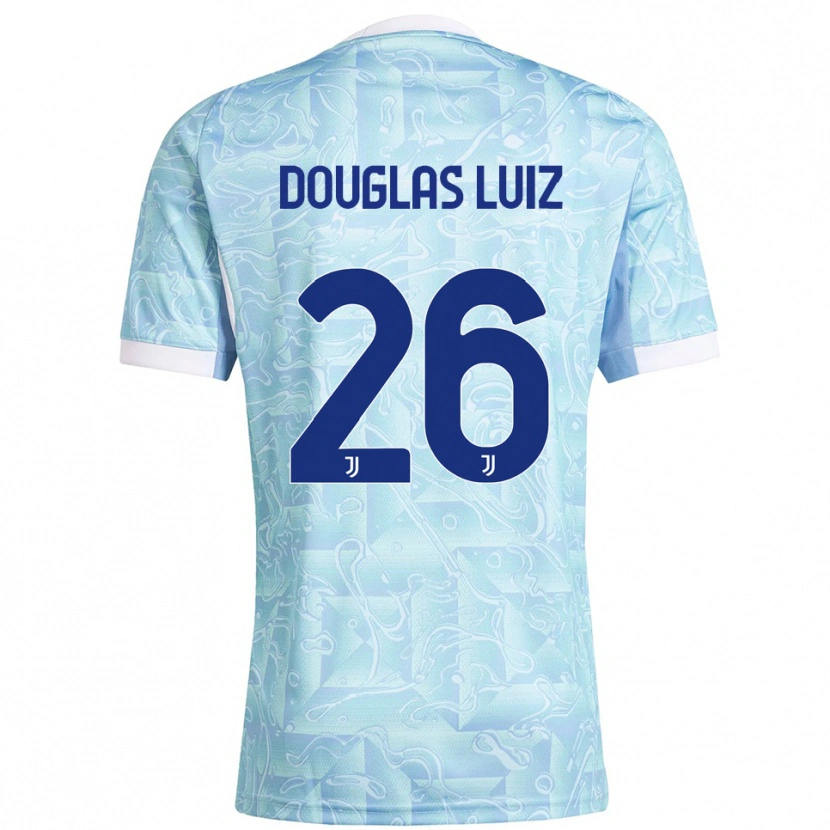 Danxen Uomo Maglia Douglas Luiz #26 Azzurro Giallo Kit Gara Away 2025/26 Maglietta