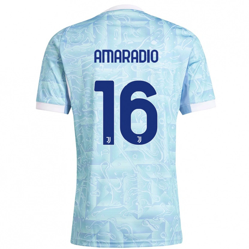 Danxen Uomo Maglia Luca Amaradio #16 Azzurro Giallo Kit Gara Away 2025/26 Maglietta