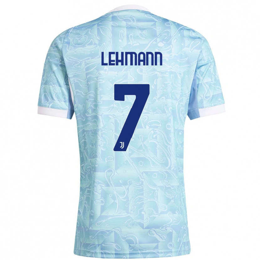 Danxen Uomo Maglia Alisha Lehmann #7 Azzurro Giallo Kit Gara Away 2025/26 Maglietta
