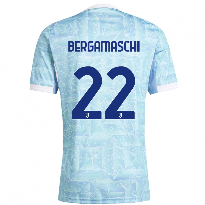 Danxen Uomo Maglia Valentina Bergamaschi #22 Azzurro Giallo Kit Gara Away 2025/26 Maglietta