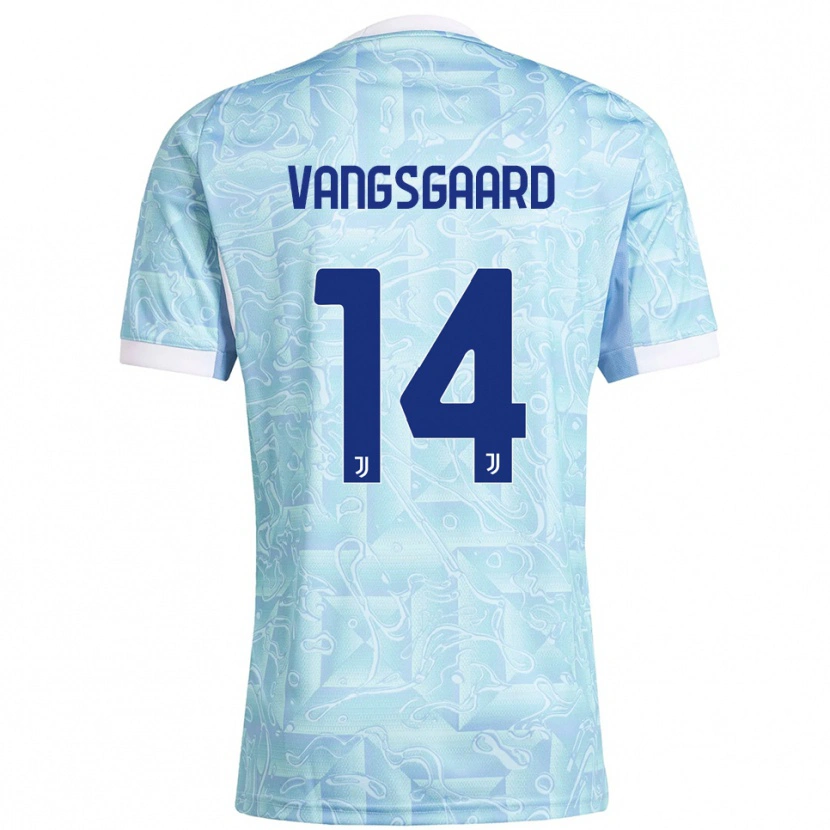 Danxen Uomo Maglia Amalie Jørgensen Vangsgaard #14 Azzurro Giallo Kit Gara Away 2025/26 Maglietta