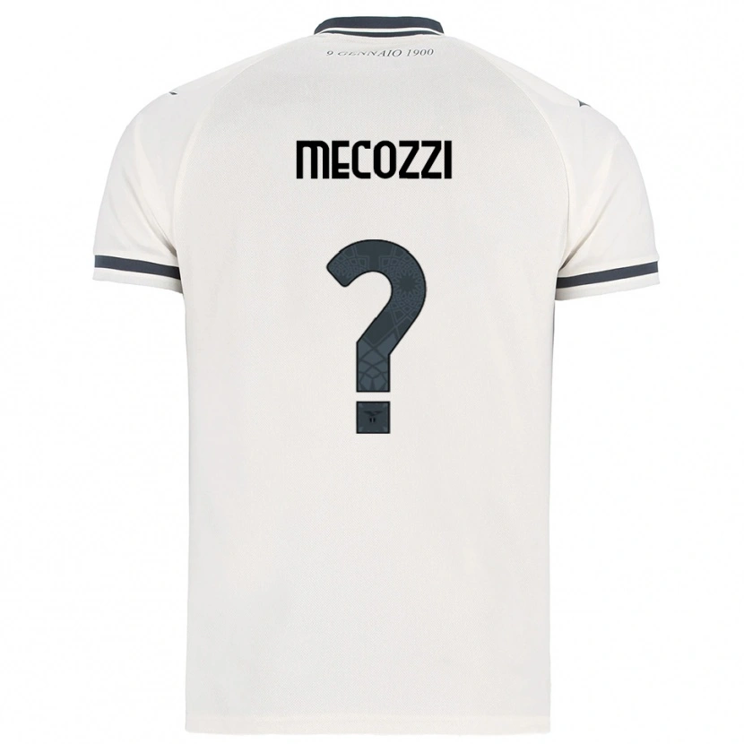 Danxen Uomo Maglia Manuel Mecozzi #0 Bianco Blu Navy Kit Gara Away 2025/26 Maglietta