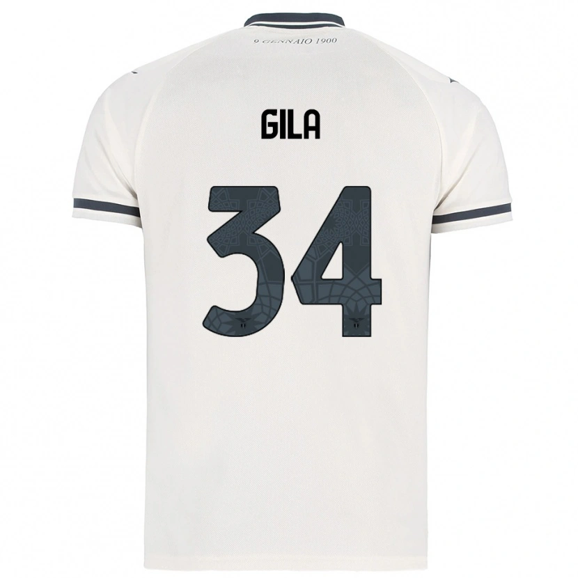 Danxen Uomo Maglia Mario Gila #34 Bianco Blu Navy Kit Gara Away 2025/26 Maglietta